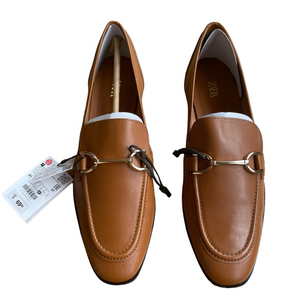 Zara Brown Leather Moccasin Size 10 NWT - Picture 6 of 8